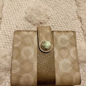 Coach Small Bifold Wallet in Tan and Cream